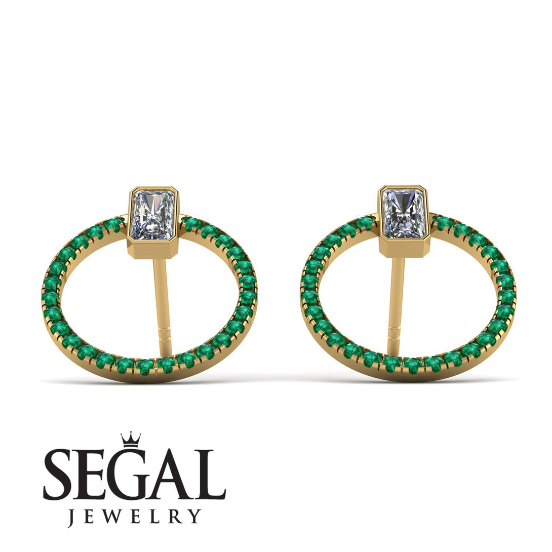 Emerald Cut Circle Diamond Earrings - Oaklyn No. 16