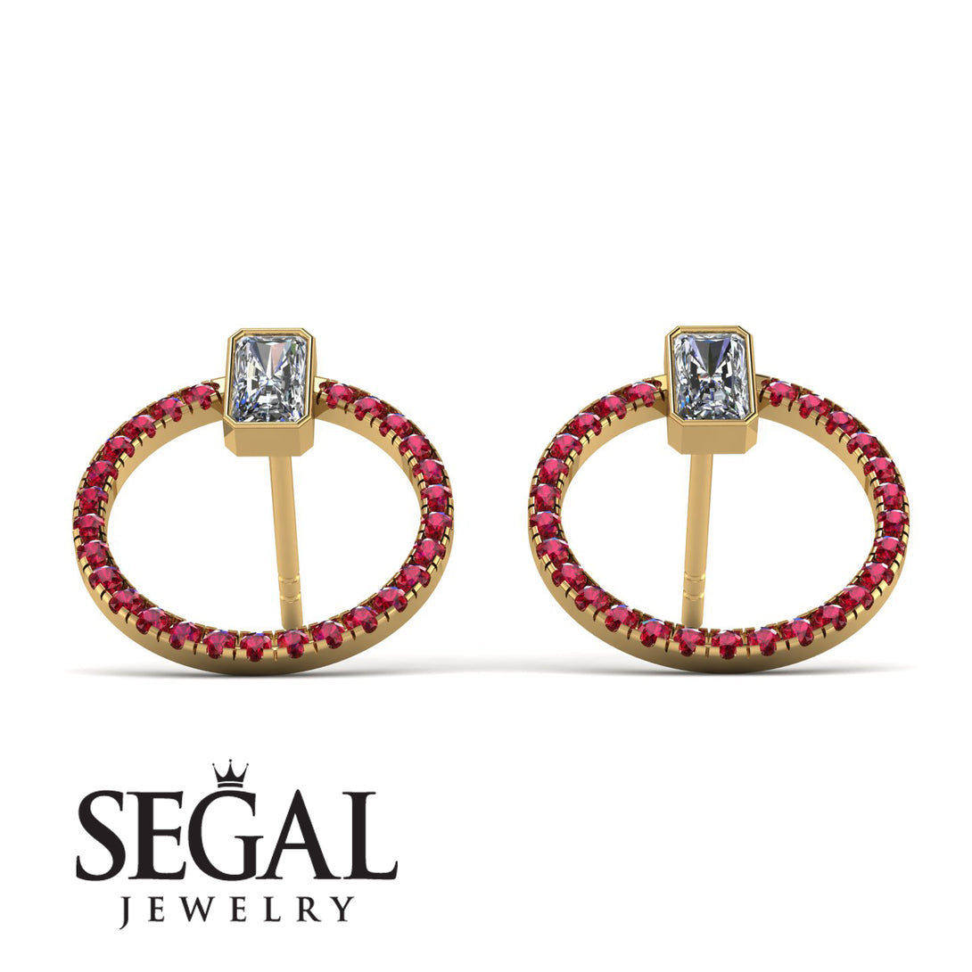 Emerald Cut Circle Diamond Earrings - Oaklyn No. 46