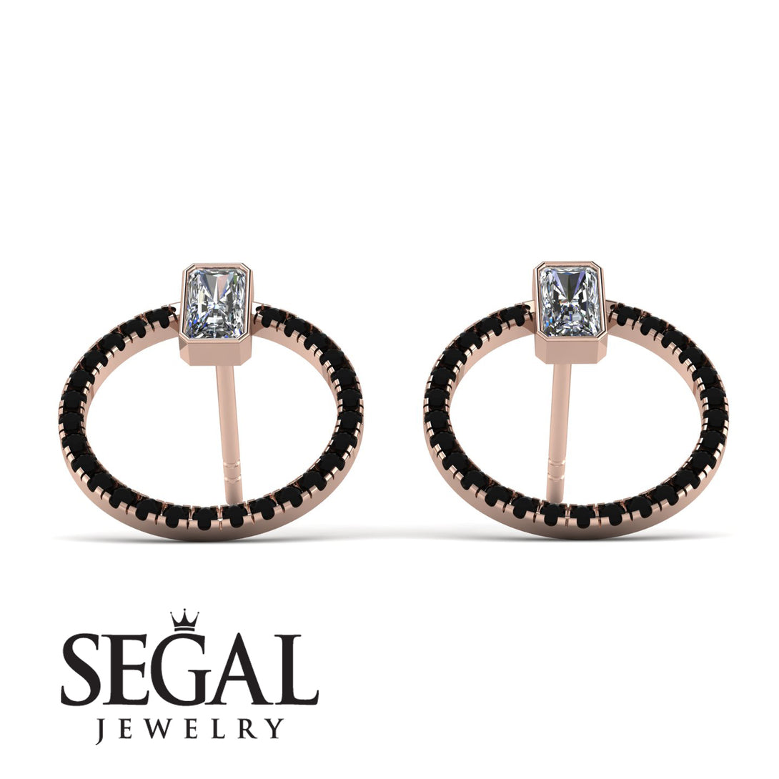Emerald Cut Circle Diamond Earrings - Oaklyn No. 32