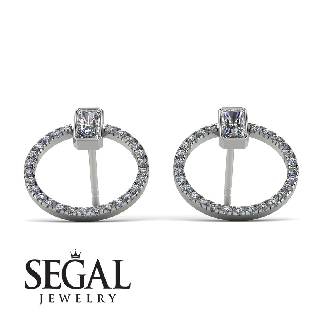 Emerald Cut Circle Diamond Earrings - Oaklyn No. 3