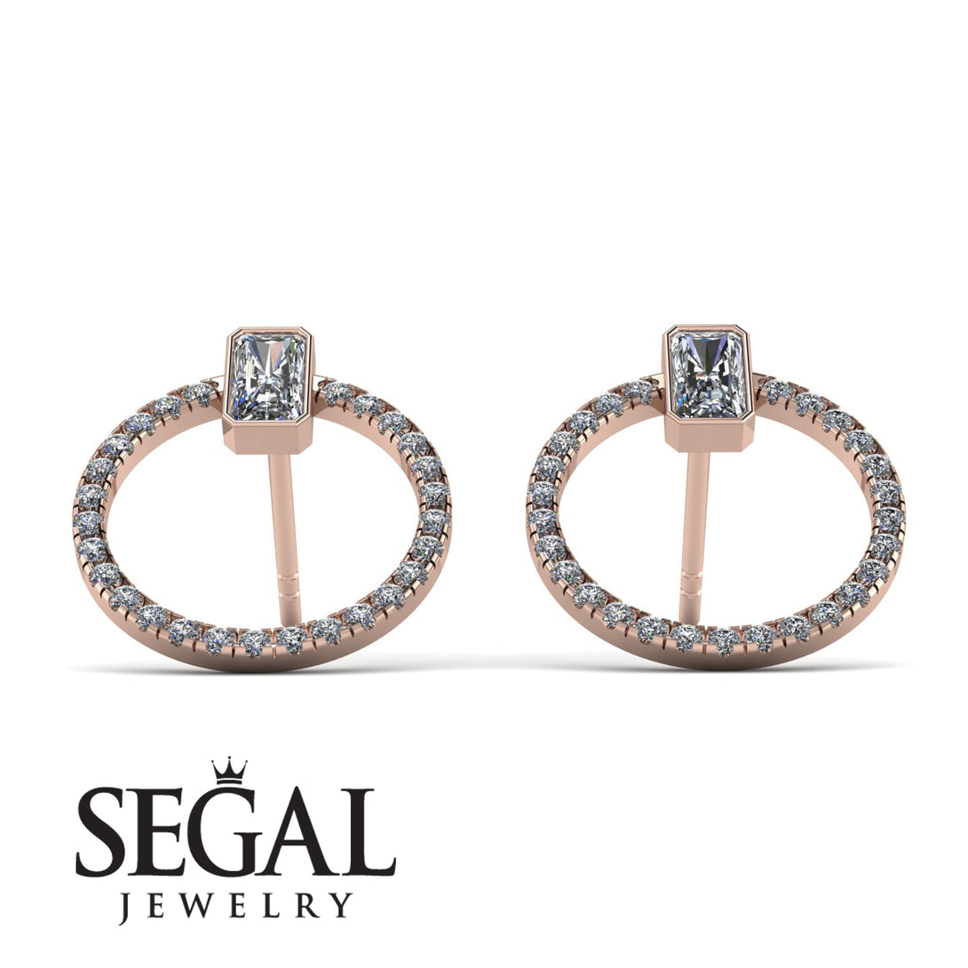 Emerald Cut Circle Diamond Earrings - Oaklyn No. 2