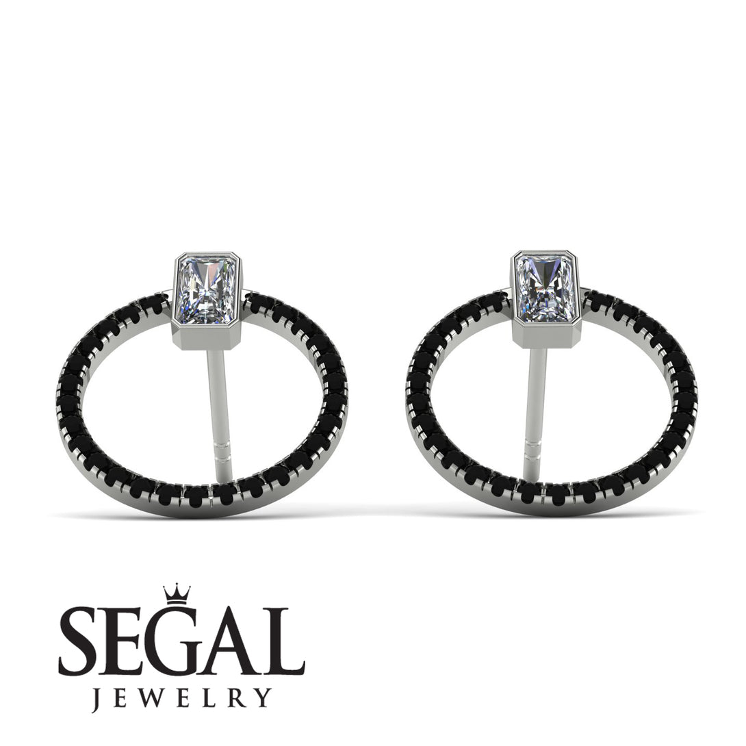 Emerald Cut Circle Diamond Earrings - Oaklyn No. 33