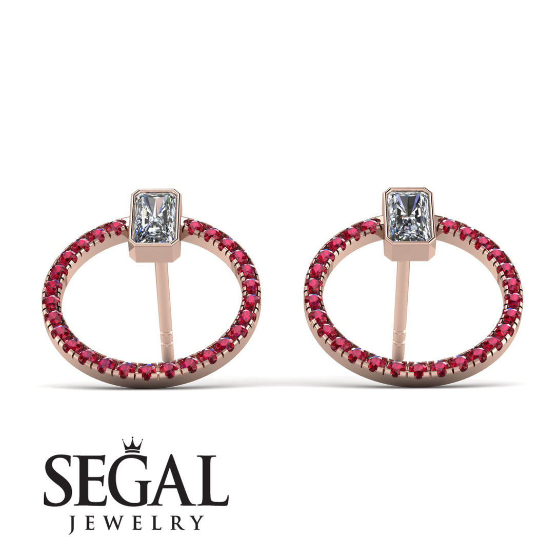Emerald Cut Circle Diamond Earrings - Oaklyn No. 47