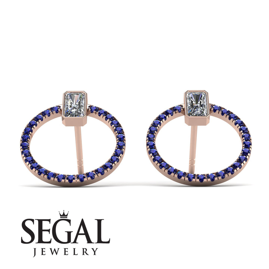 Emerald Cut Circle Diamond Earrings - Oaklyn No. 62