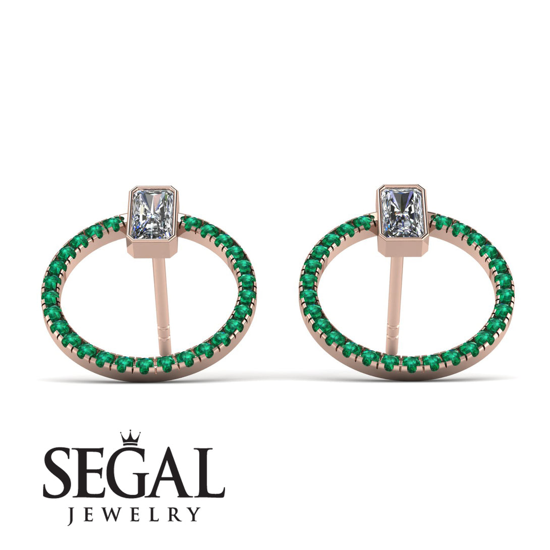 Emerald Cut Circle Diamond Earrings - Oaklyn No. 17