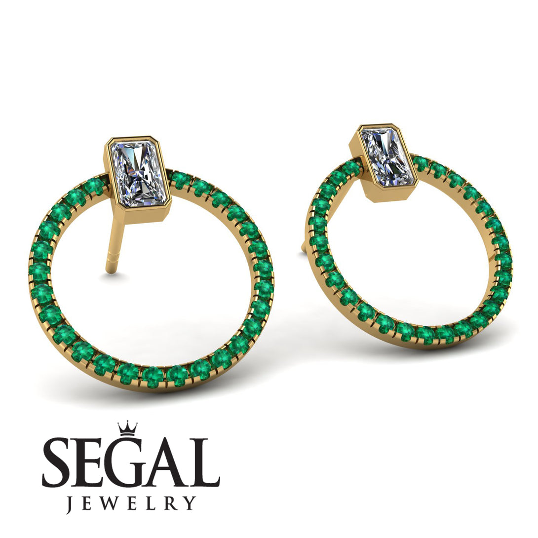 Emerald Cut Circle Diamond Earrings - Oaklyn No. 16