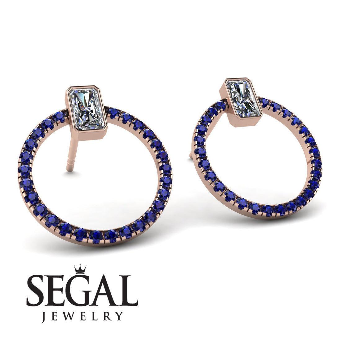 Emerald Cut Circle Diamond Earrings - Oaklyn No. 62