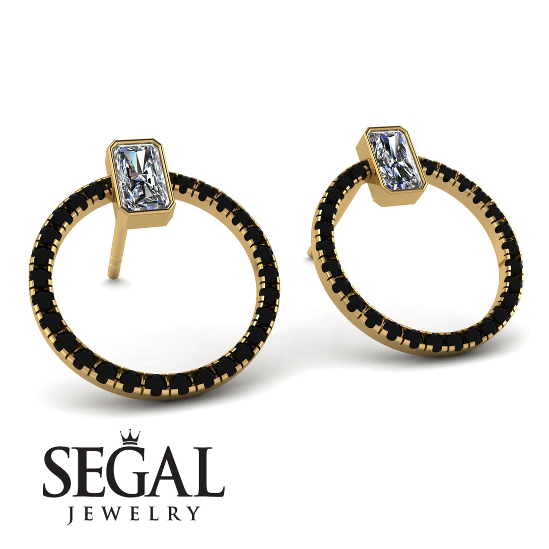 Emerald Cut Circle Diamond Earrings - Oaklyn No. 31