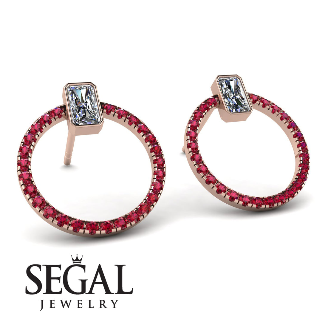 Emerald Cut Circle Diamond Earrings - Oaklyn No. 47