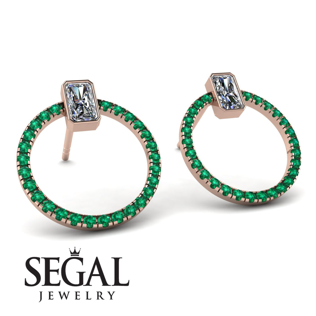Emerald Cut Circle Diamond Earrings - Oaklyn No. 17