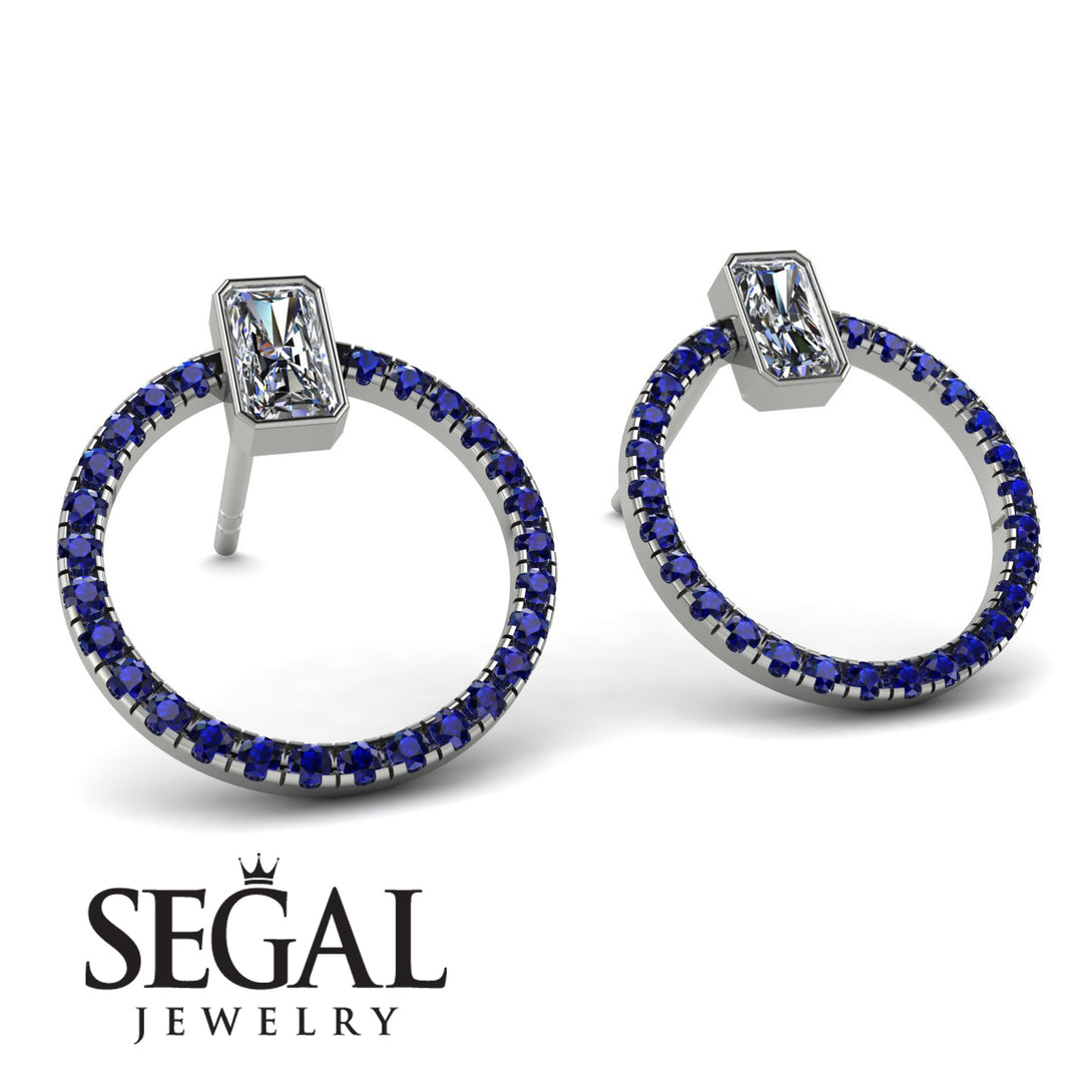 Emerald Cut Circle Diamond Earrings - Oaklyn No. 63