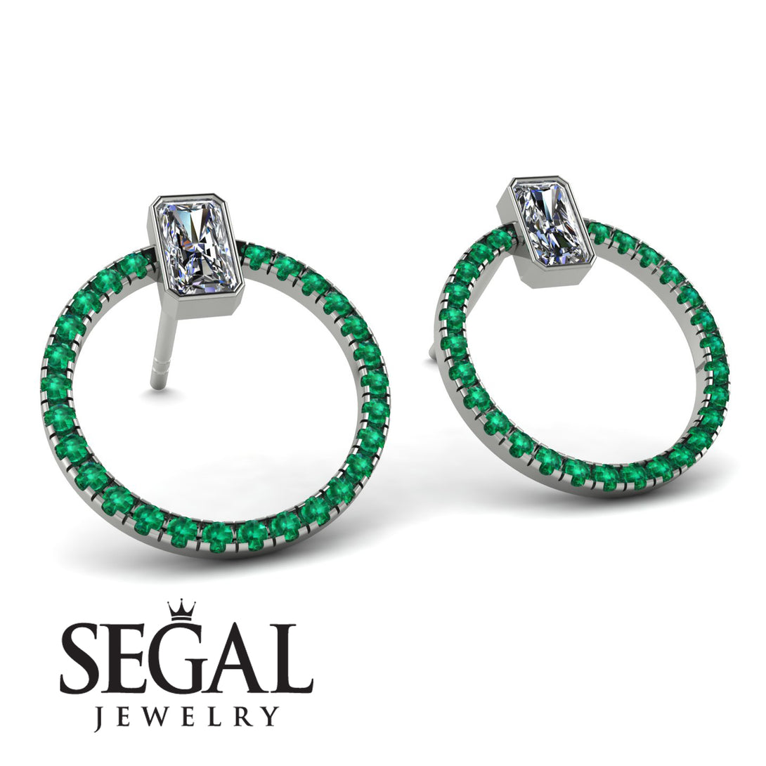 Emerald Cut Circle Diamond Earrings - Oaklyn No. 18