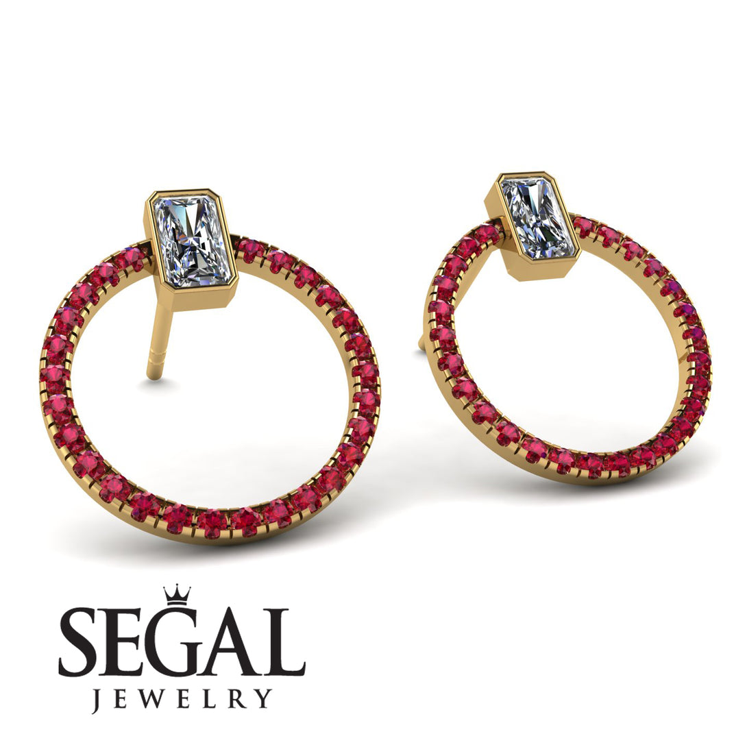 Emerald Cut Circle Diamond Earrings - Oaklyn No. 46