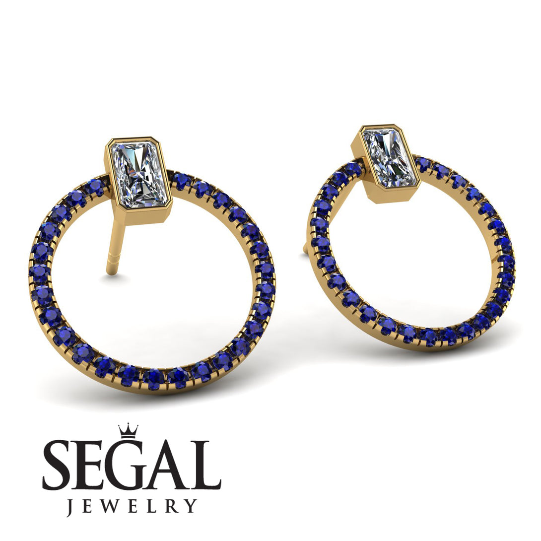 Emerald Cut Circle Diamond Earrings - Oaklyn No. 61
