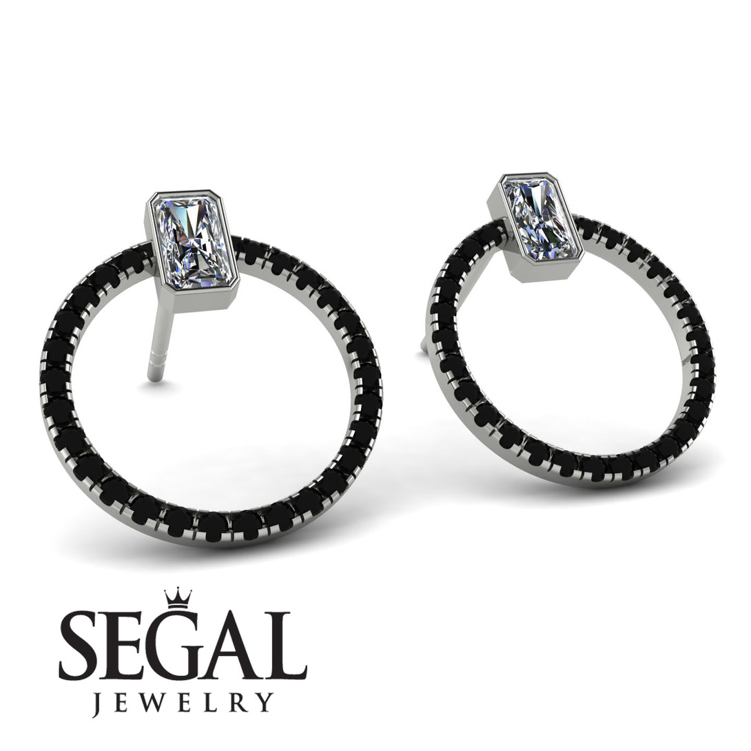 Emerald Cut Circle Diamond Earrings - Oaklyn No. 33