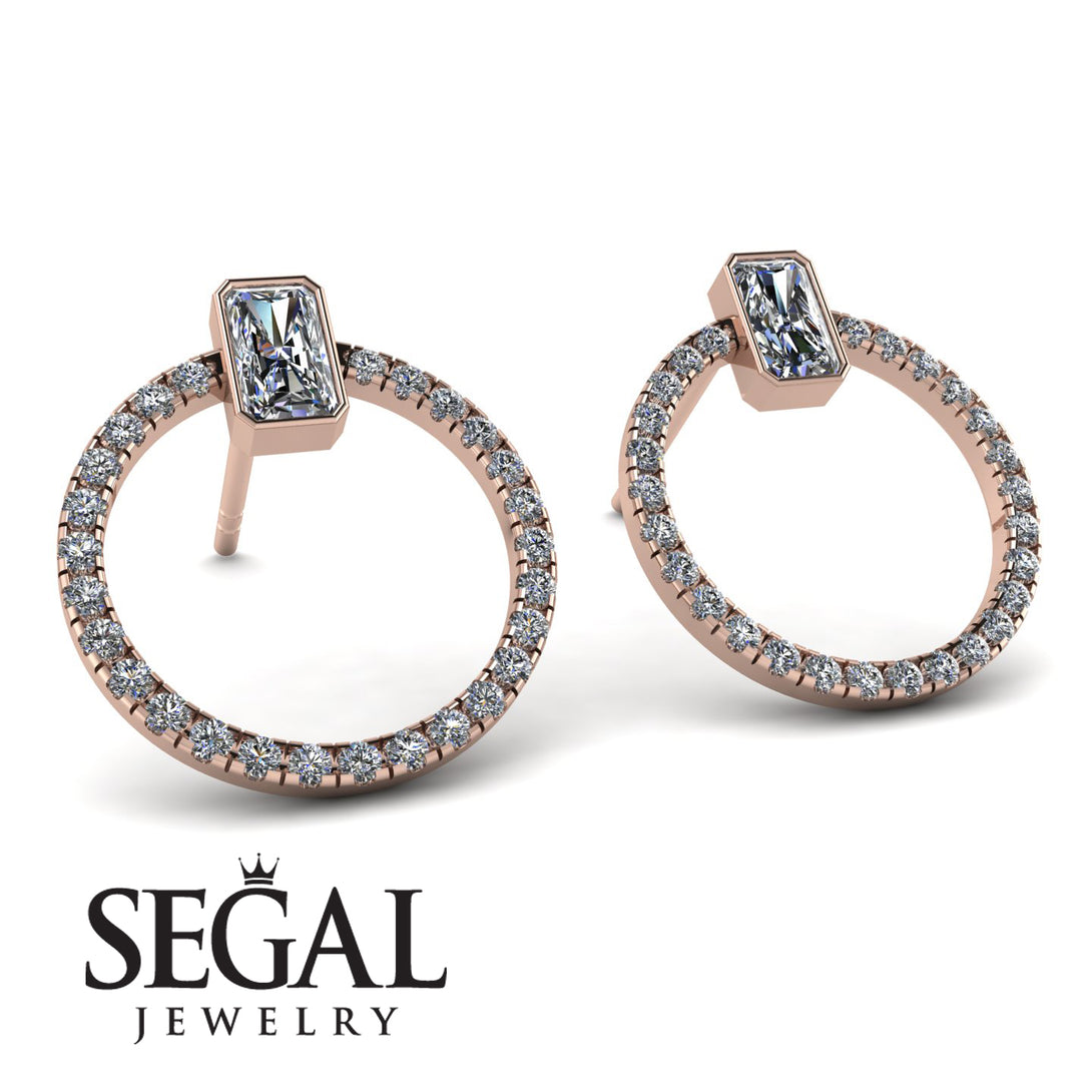 Emerald Cut Circle Diamond Earrings - Oaklyn No. 2