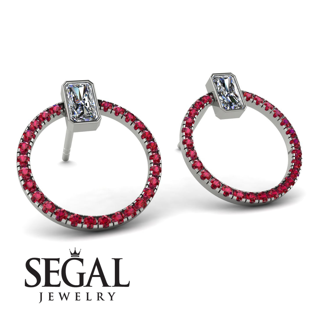 Emerald Cut Circle Diamond Earrings - Oaklyn No. 48