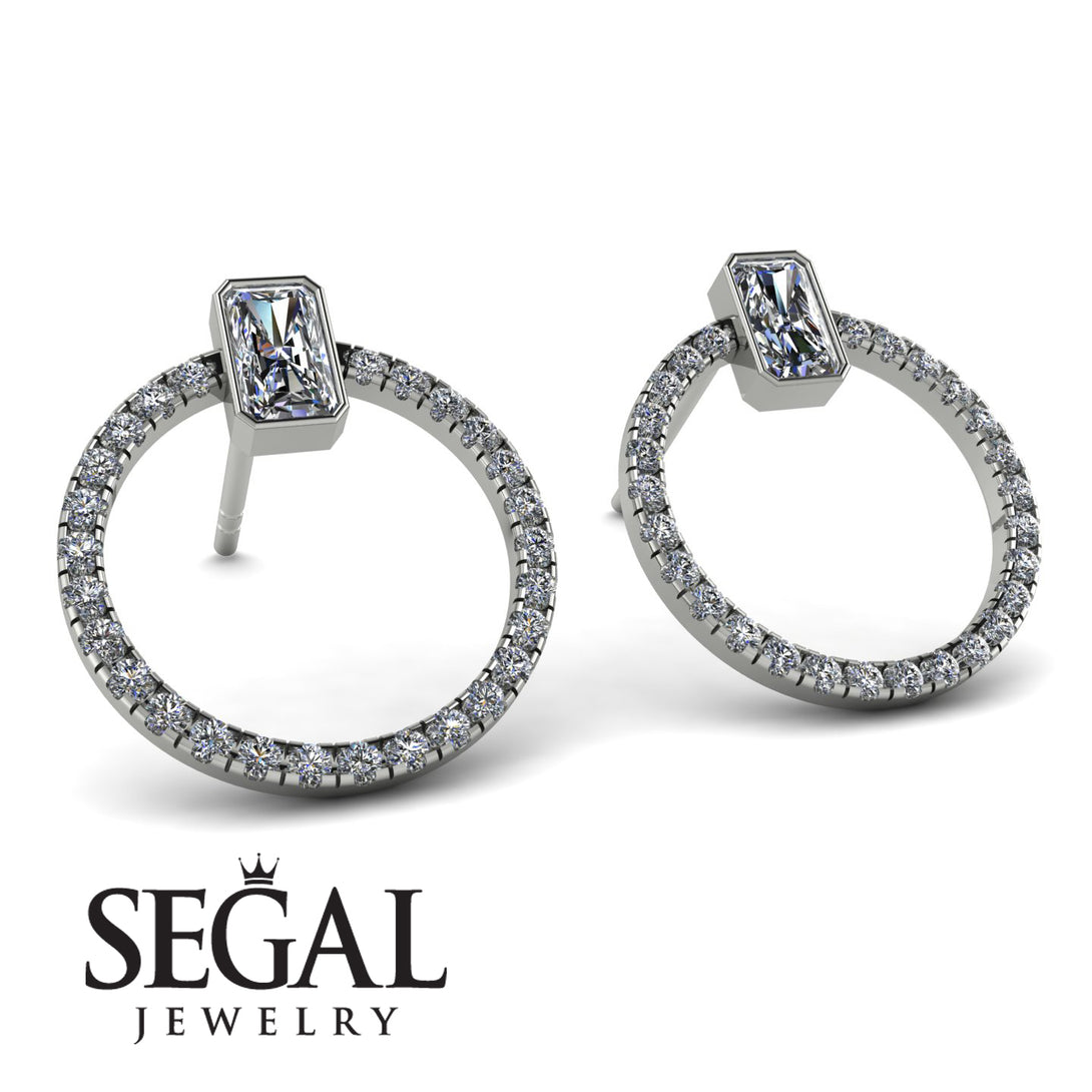 Emerald Cut Circle Diamond Earrings - Oaklyn No. 3