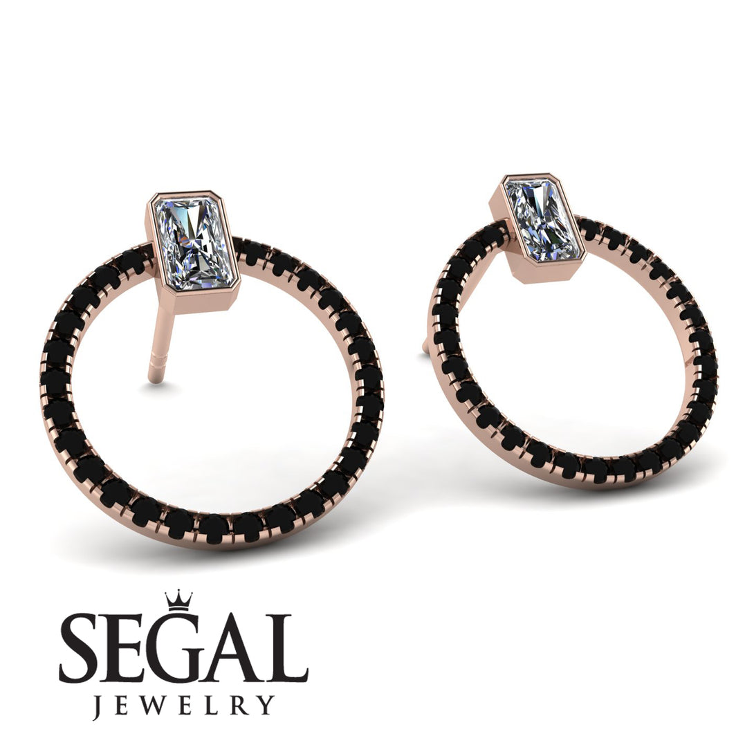 Emerald Cut Circle Diamond Earrings - Oaklyn No. 32