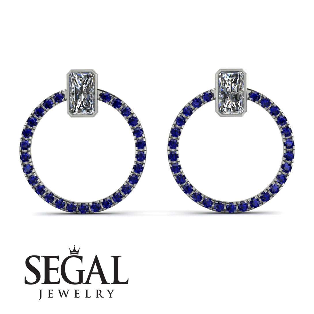 Emerald Cut Circle Diamond Earrings - Oaklyn No. 63