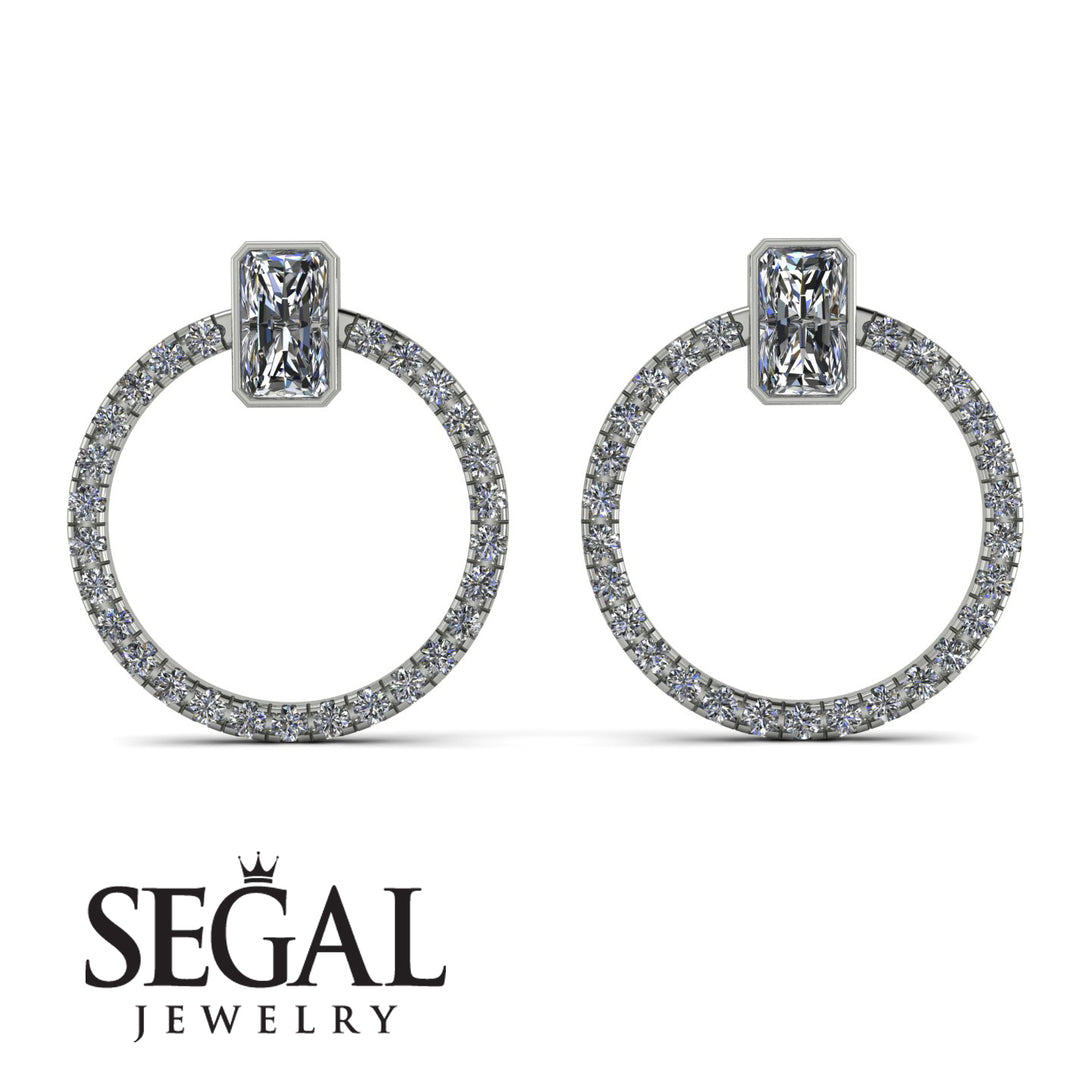 Emerald Cut Circle Diamond Earrings - Oaklyn No. 3