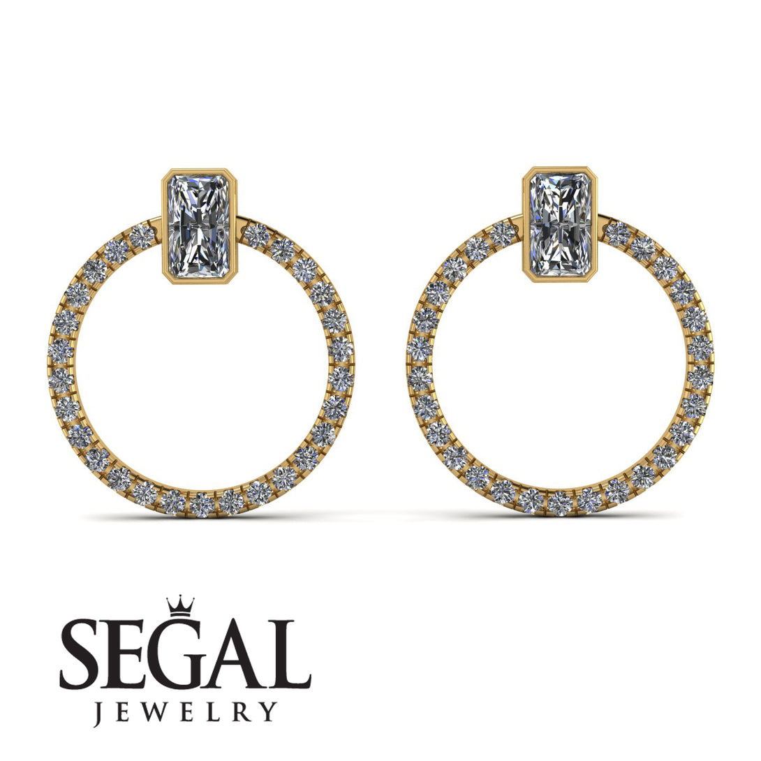 Emerald Cut Circle Diamond Earrings - Oaklyn No. 1