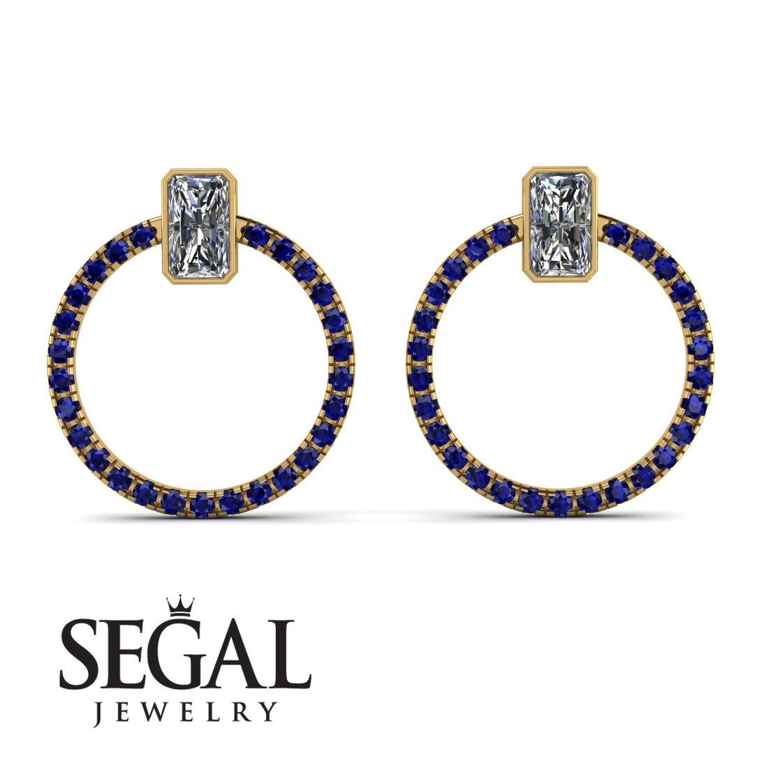 Emerald Cut Circle Diamond Earrings - Oaklyn No. 61