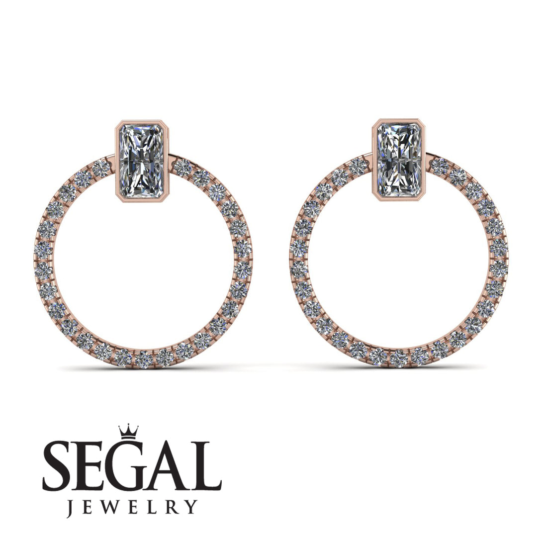 Emerald Cut Circle Diamond Earrings - Oaklyn No. 2