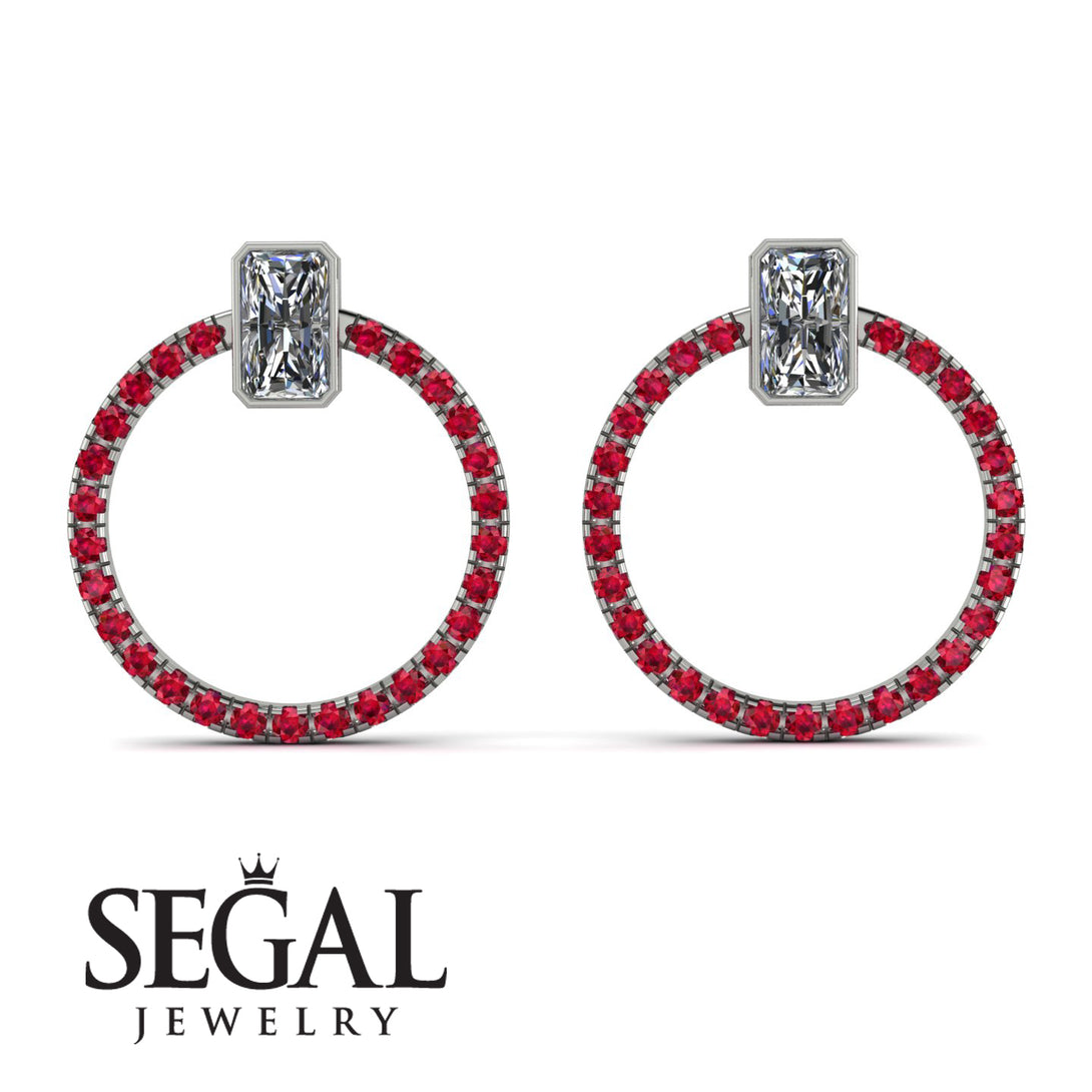 Emerald Cut Circle Diamond Earrings - Oaklyn No. 48