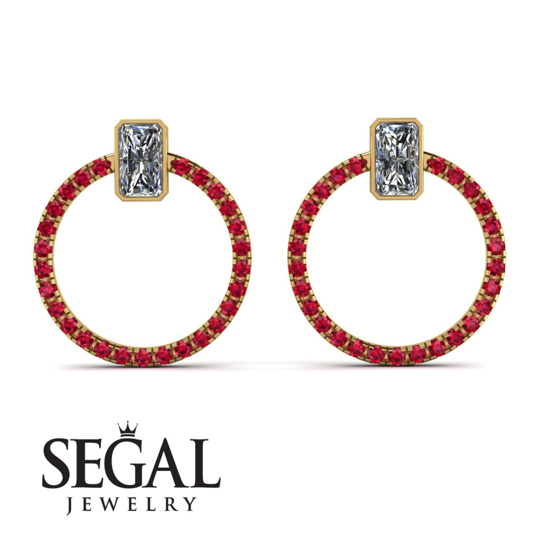 Emerald Cut Circle Diamond Earrings - Oaklyn No. 46