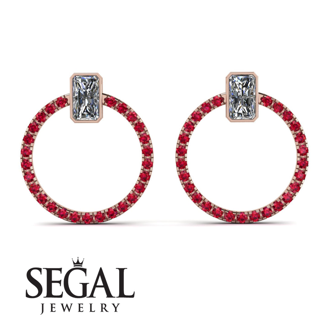 Emerald Cut Circle Diamond Earrings - Oaklyn No. 47