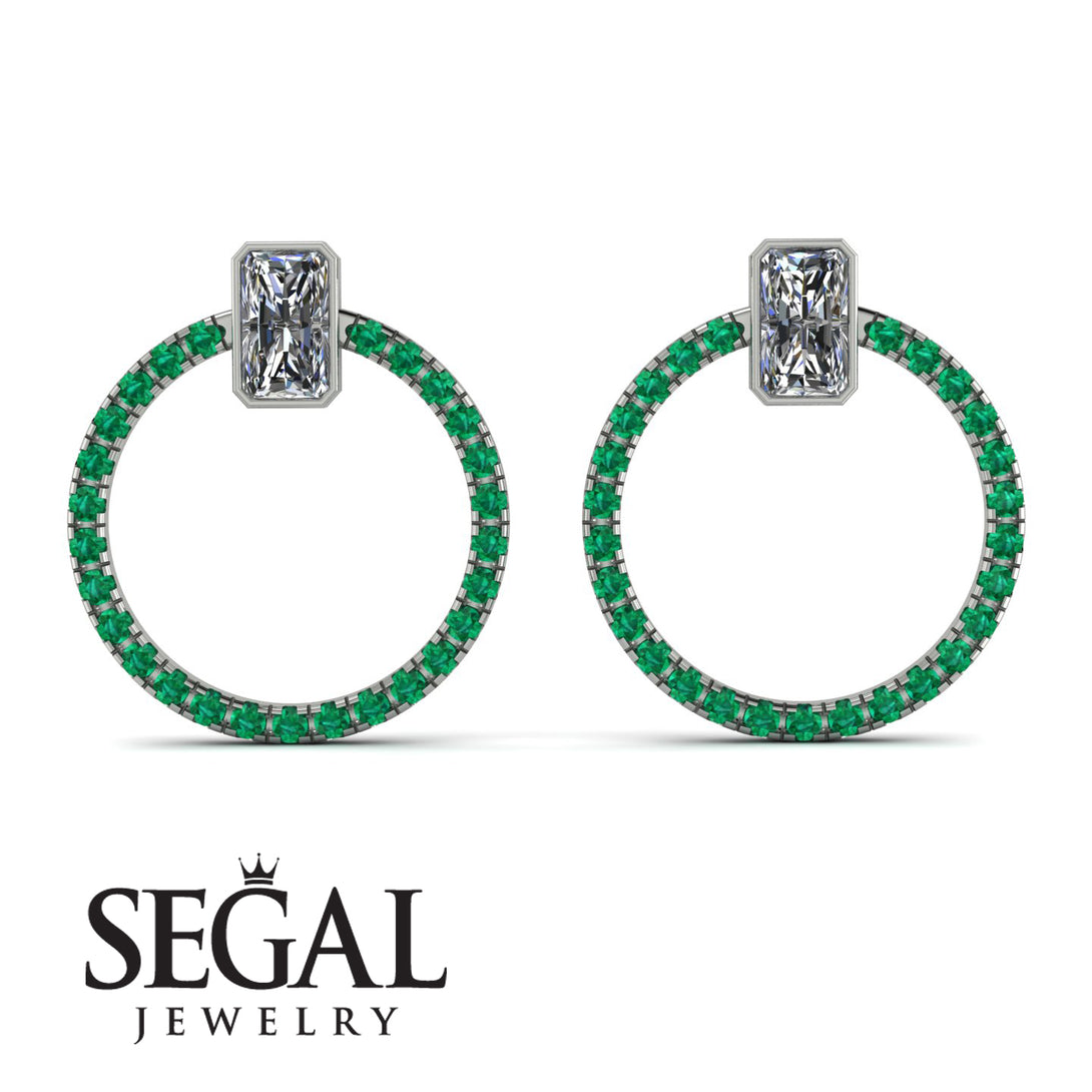 Emerald Cut Circle Diamond Earrings - Oaklyn No. 18