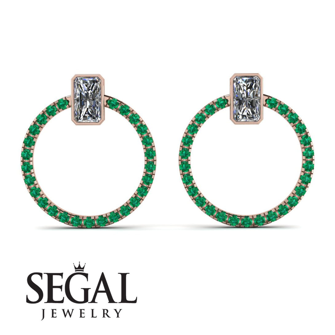 Emerald Cut Circle Diamond Earrings - Oaklyn No. 17