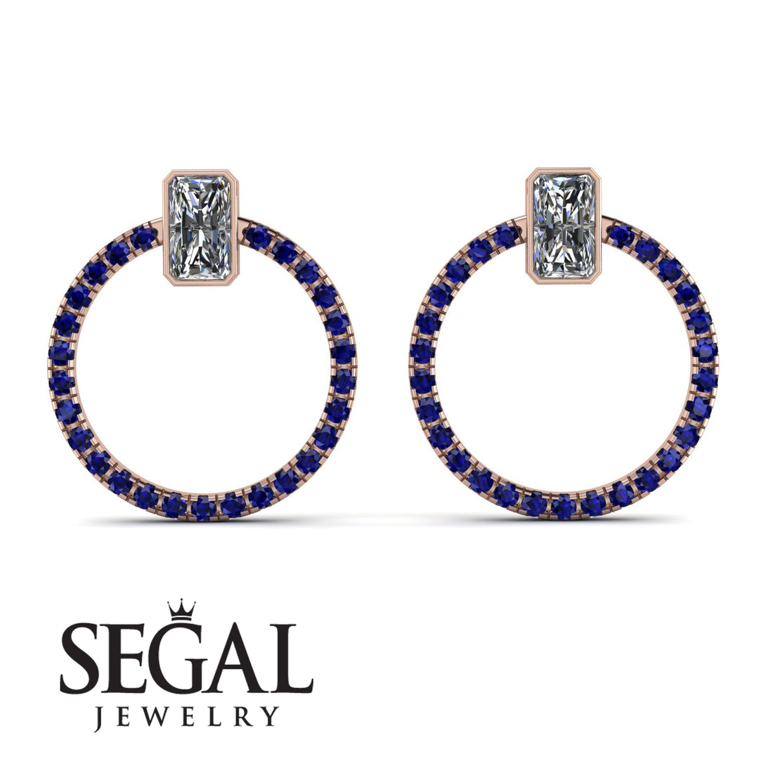 Emerald Cut Circle Diamond Earrings - Oaklyn No. 62