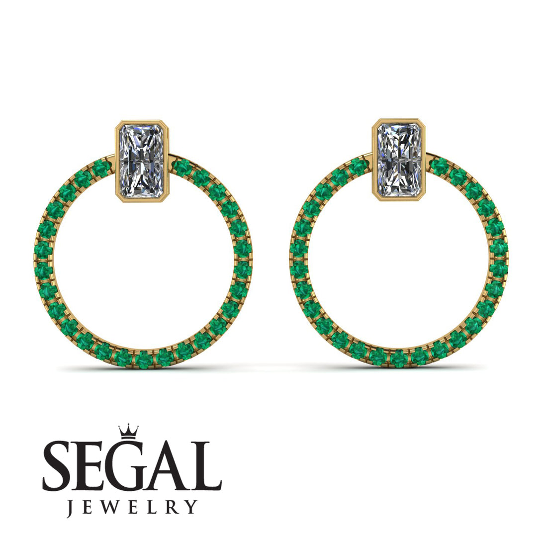 Emerald Cut Circle Diamond Earrings - Oaklyn No. 16