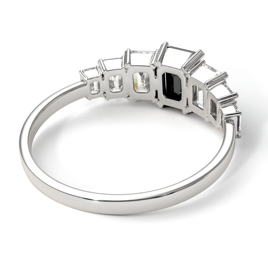Emerald Cut Black Diamond Geometrical Ring - Briella No. 9