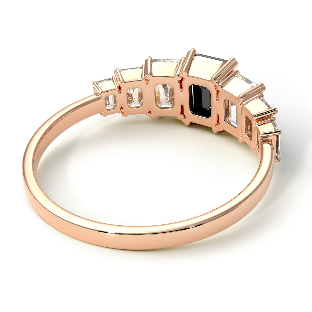 Emerald Cut Black Diamond Geometrical Ring - Briella No. 8