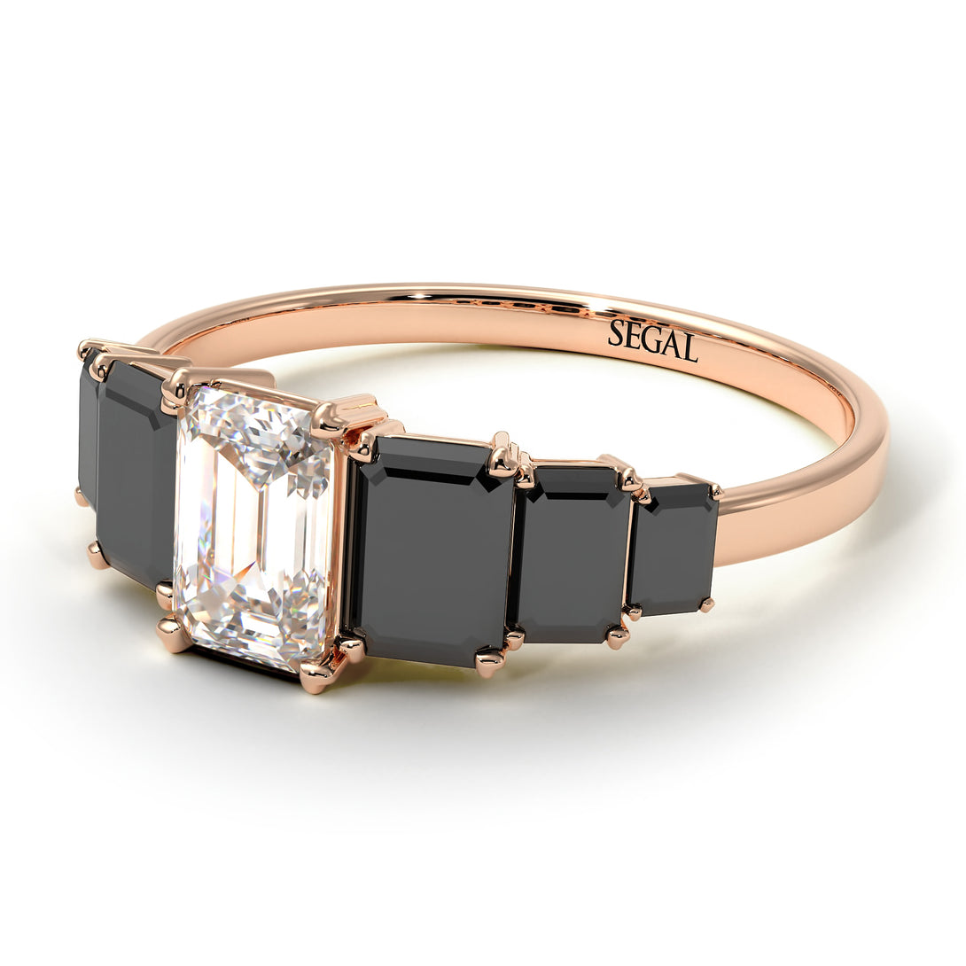 Emerald Cut Diamond Geometrical Ring - Briella No. 32