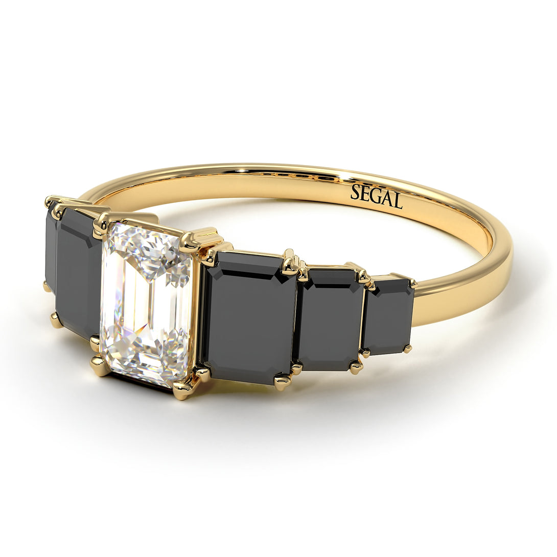 Emerald Cut Diamond Geometrical Ring - Briella No. 31