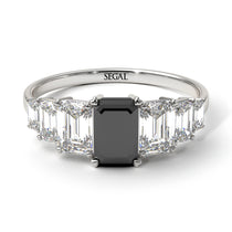 Emerald Cut Black Diamond Geometrical Ring - Briella No. 9 image 1