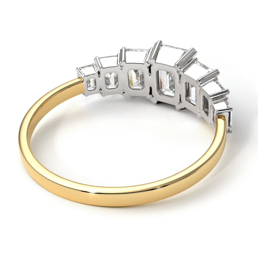 Two Tones Emerald Cut Diamond Geometrical Ring - Briella No. 77