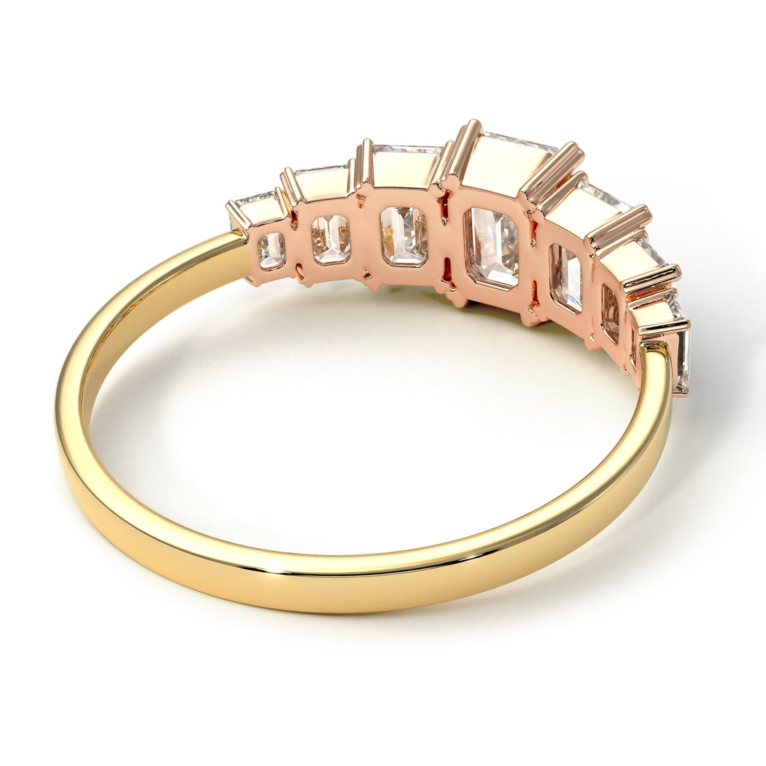 Two Tones Emerald Cut Diamond Geometrical Ring - Briella No. 76