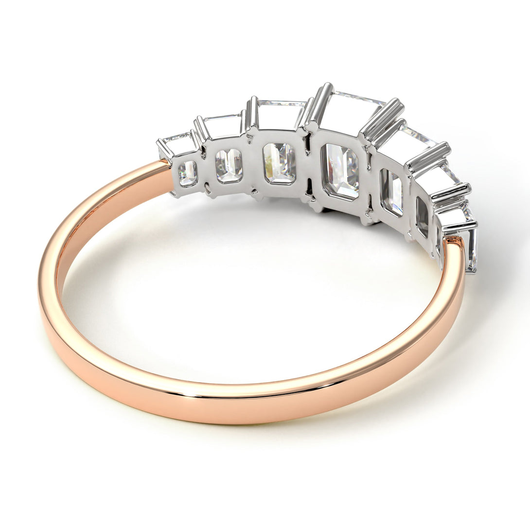 Two Tones Emerald Cut Diamond Geometrical Ring - Briella No. 78