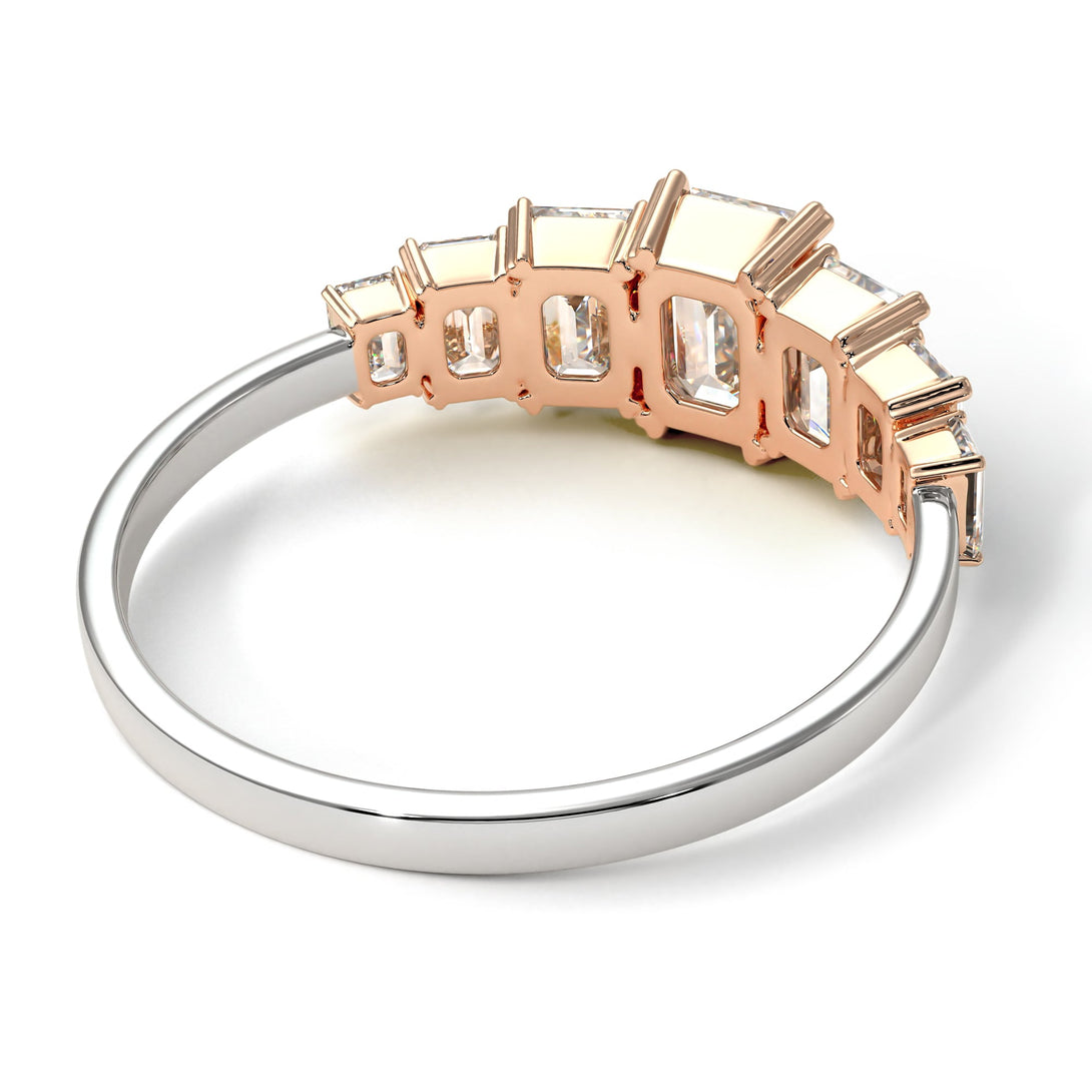 Two Tones Emerald Cut Diamond Geometrical Ring - Briella No. 78