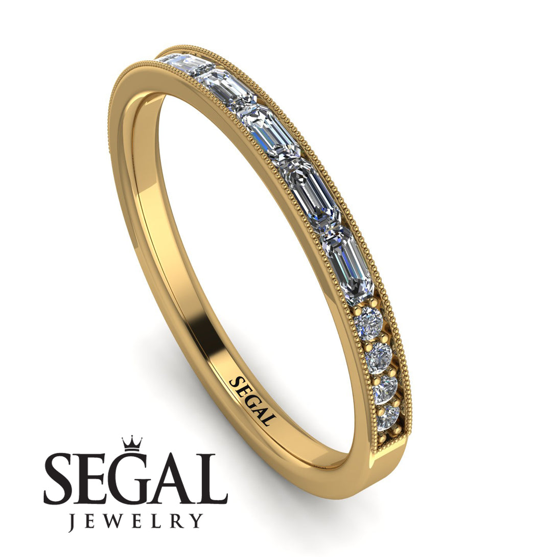 Emerald Cut Diamond Milgrain Eternity Ring - Teagan No. 1