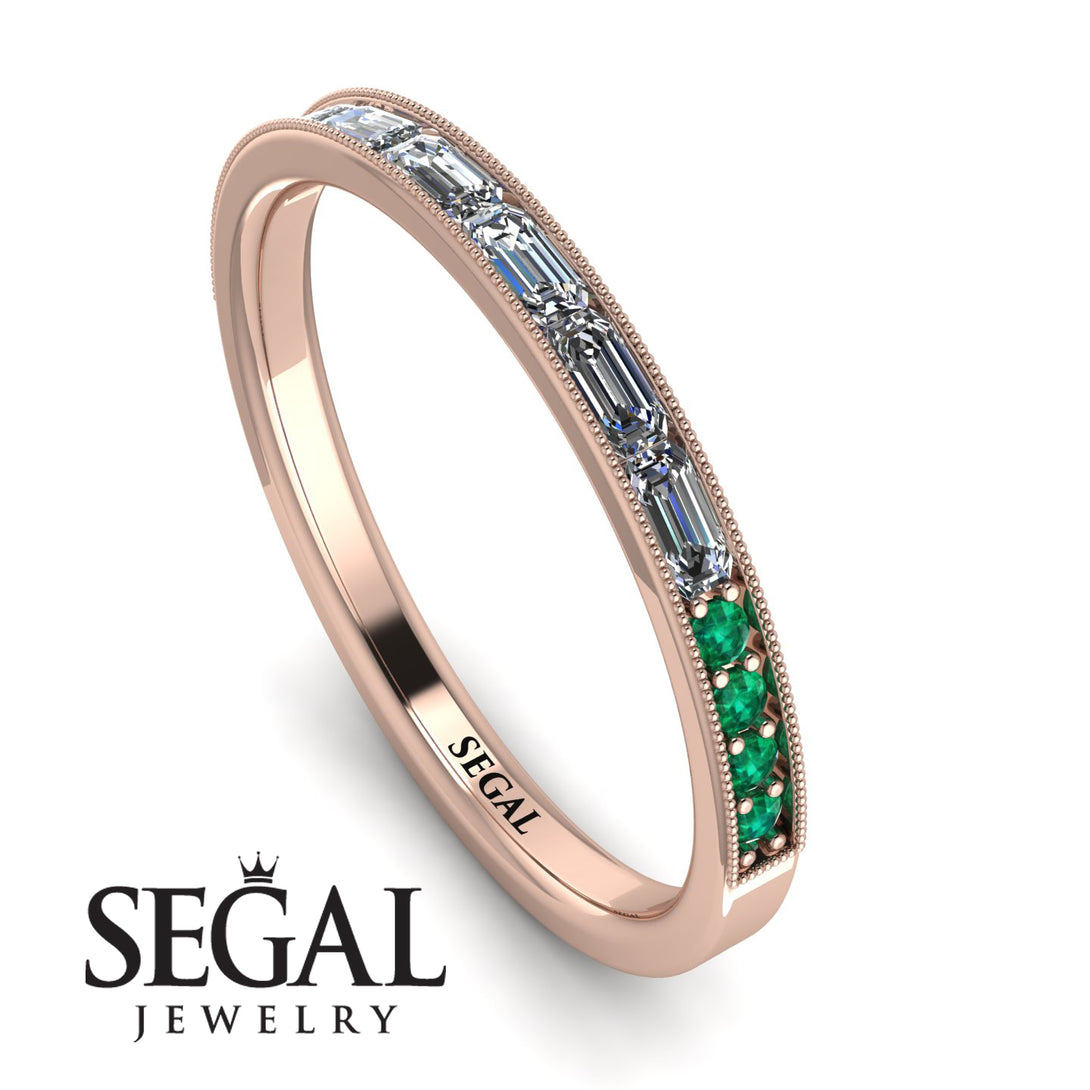 Emerald Cut Diamond Milgrain Eternity Ring - Teagan No. 17