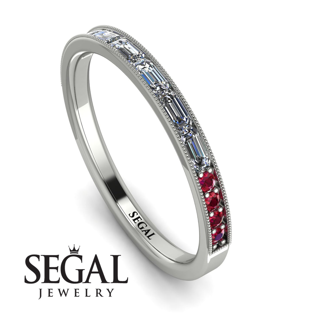 Emerald Cut Diamond Milgrain Eternity Ring - Teagan No. 48