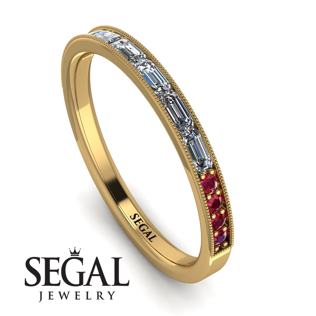 Emerald Cut Diamond Milgrain Eternity Ring - Teagan No. 46