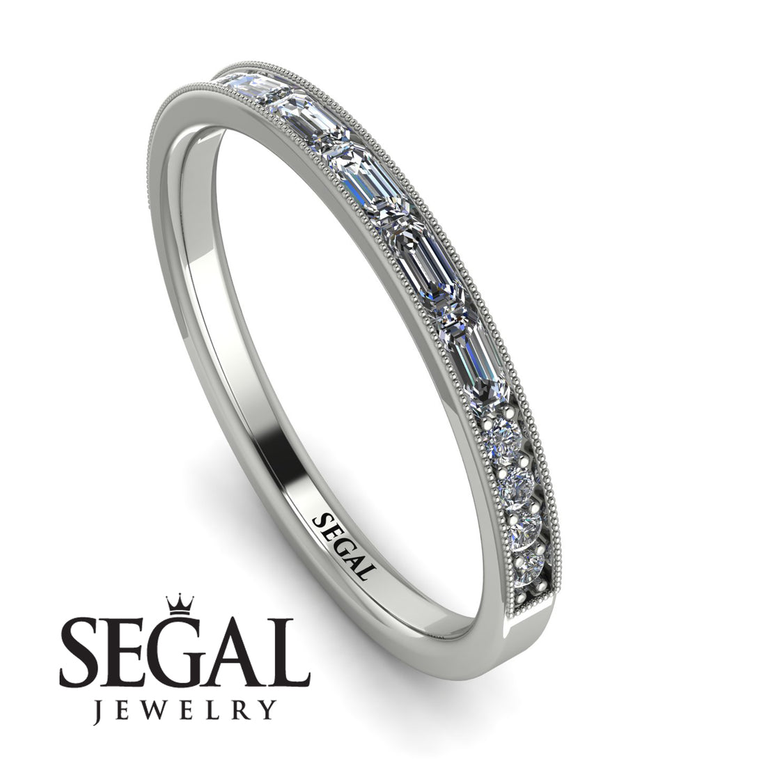 Emerald Cut Diamond Milgrain Eternity Ring - Teagan No. 3