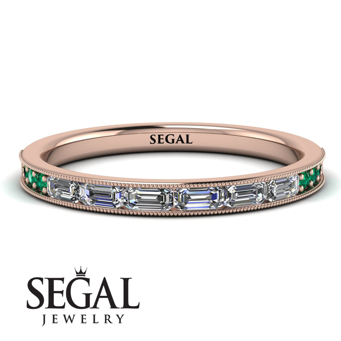 Emerald Cut Diamond Milgrain Eternity Ring - Teagan No. 17
